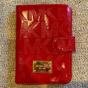 Michael Kors patent leather red folding wallet